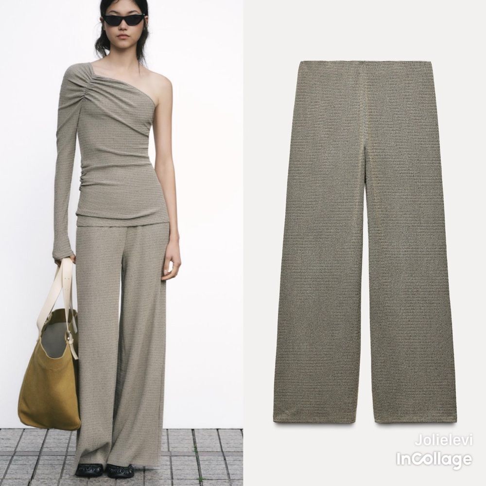 ZARA TEXTURED WIDE LEG PANTS